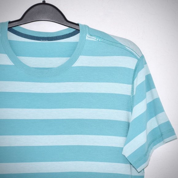 Lululemon Basic Short Sleeve Striped Tee Shirt L Blue Lightweight Workout Yoga - Picture 2 of 7